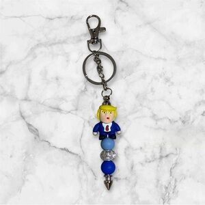 Beaded Novelty Silver Keychain with Character Charm NEW